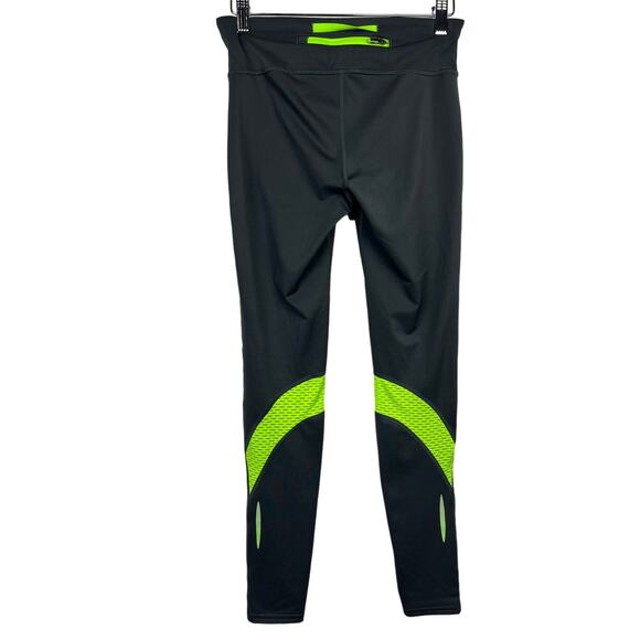 Under Armour Neon Green Dark Gray Workout Pants COMPRESION Heat Gear Small - Picture 2 of 8